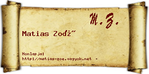 Matias Zoé névjegykártya